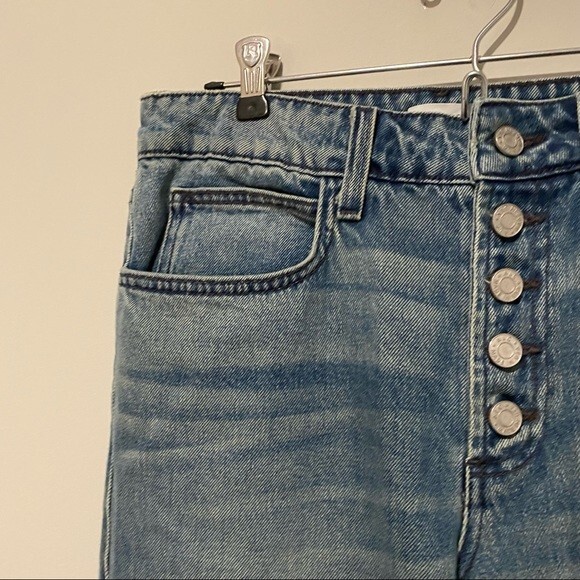A.L.C. Jeans Denim Montag Exposed Button Fly Medium Blue Wash Wide Leg Cropped 6 - Picture 5 of 11